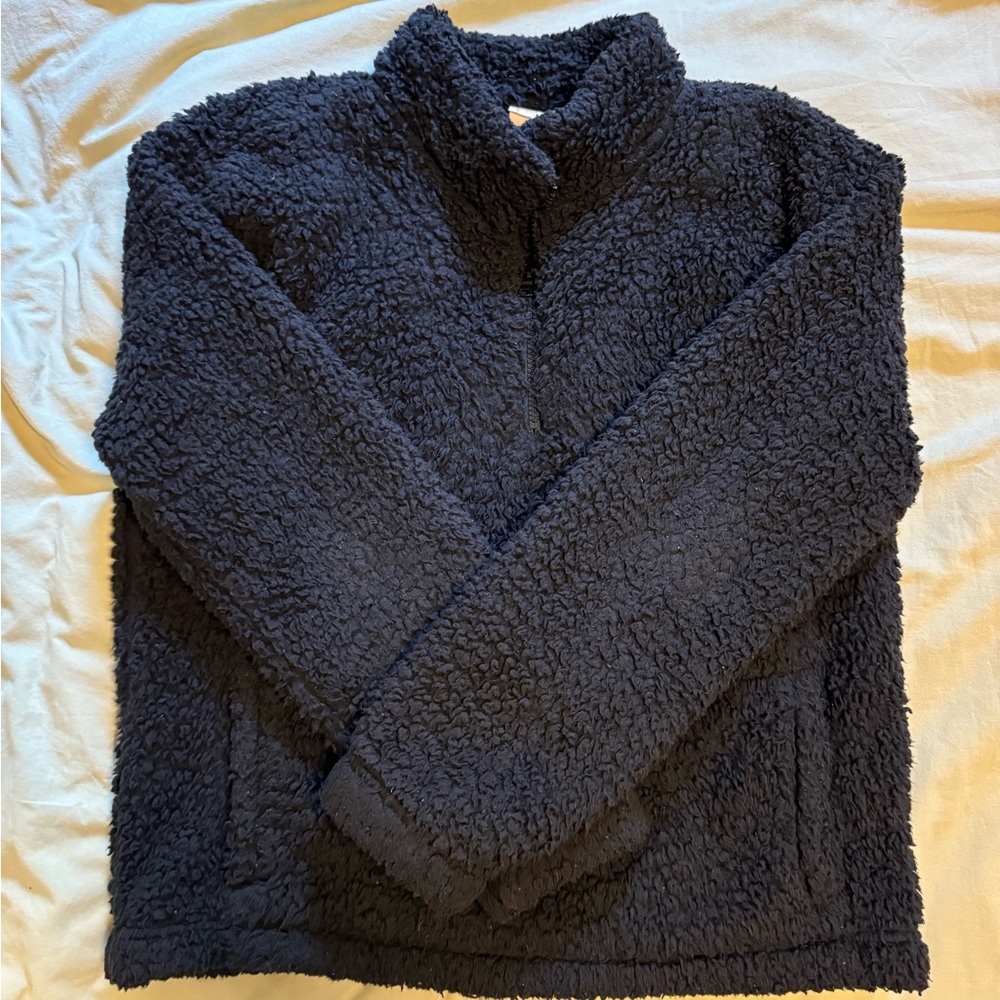black fuzzy sweater
